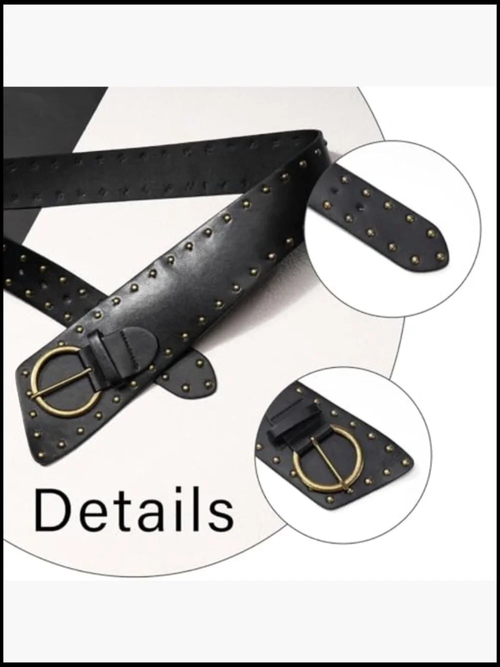 Vintage Punk Leather Waist Belt with Chunky Metal Buckle Gothic Rocker Style - Picture 5 of 6